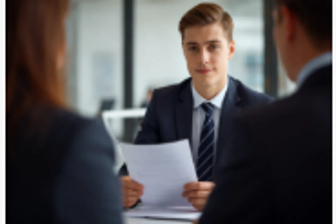 Candidate attending a professional interview for Irish tech jobs in a modern office environment.