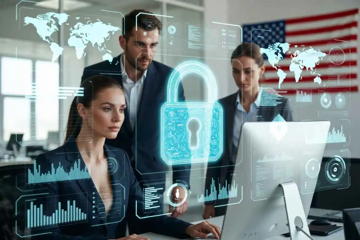 Entry-level cyber security professional monitoring network security alerts and protecting digital systems